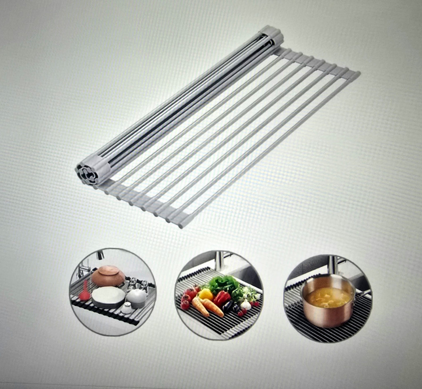 Escurridor Trastes Enrollable Multiusos Acero Inoxidable