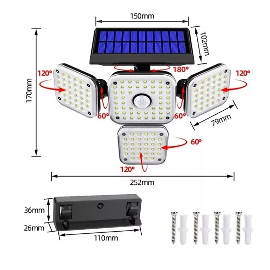 Lampara Solar 4 En 1 Sensor Movimiento