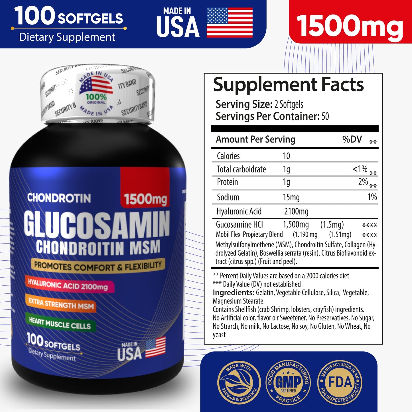 Combo Glucosamin Chondroitin MSN 1500 mg x 2